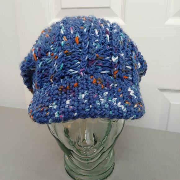 Navy Speckle Slouchy with a Brim OSFM premade newsboy slouch hat boho cottage - Picture 5 of 8